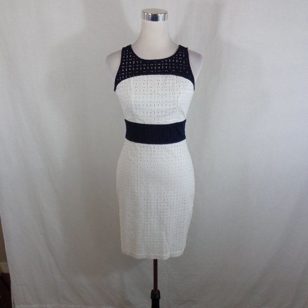 THE LIMITED WOMEN'S SHEATH DRESS SZ 2 WHITE & BLUE